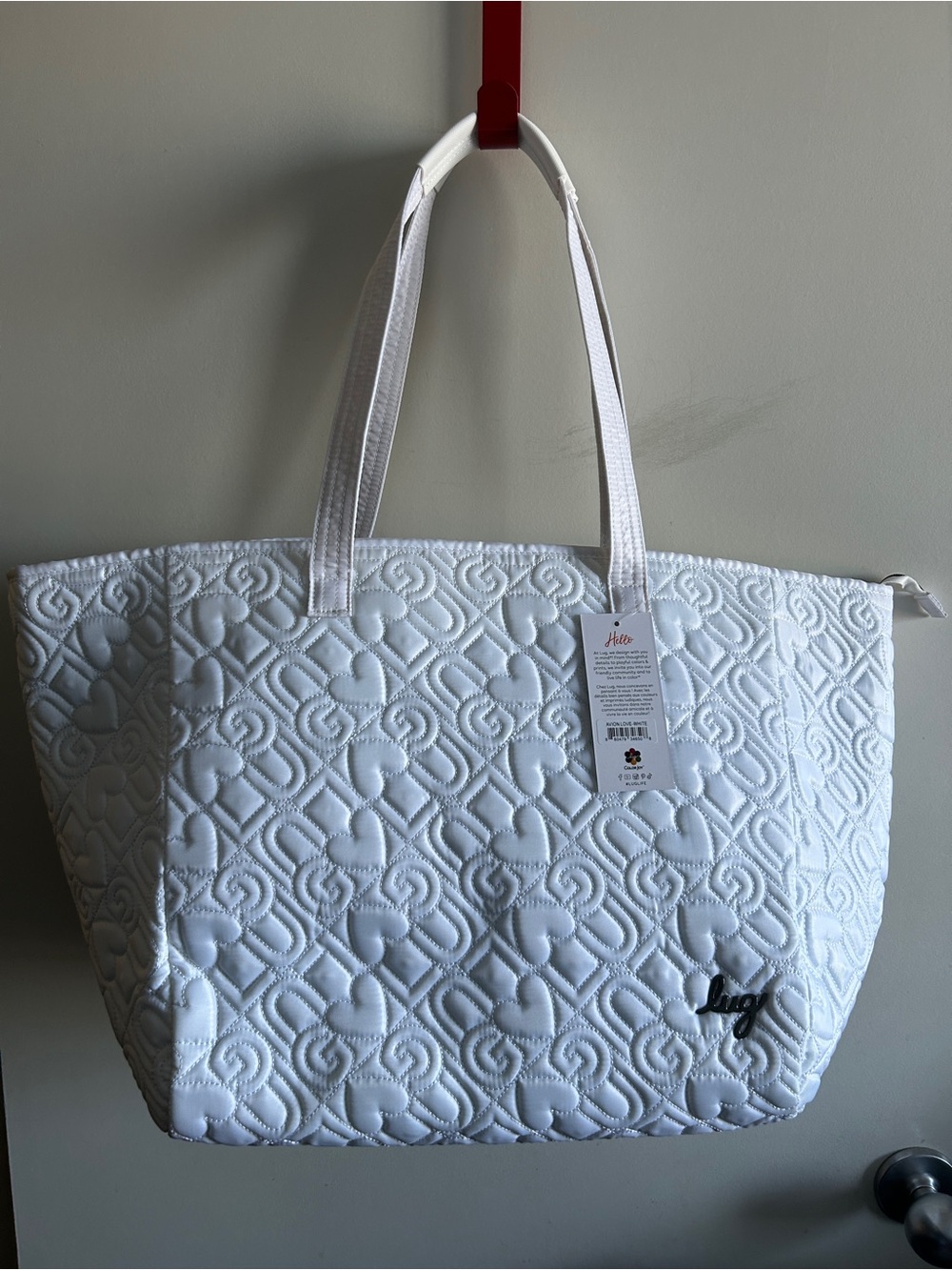 LUG AVION LOVE TOTE WHITE NWT
